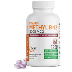 Bronson Methyl B12 5000 mcg: botella visible, posible apoyo a la vitalidad diaria