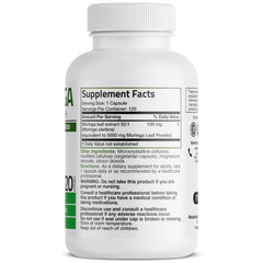 Close-up of Bronson Moringa capsules highlighting premium quality and purity.