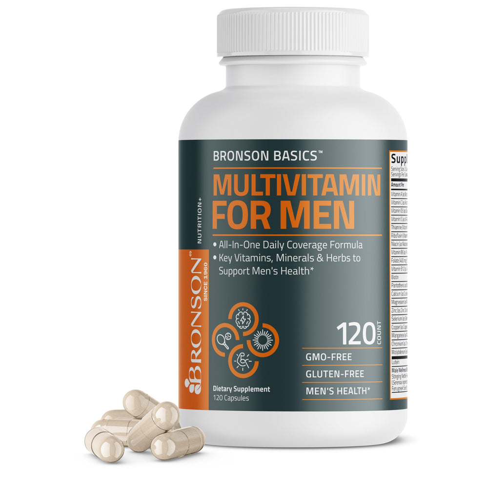 Bronson Multivitamin for Men bottle front showing daily wellness support