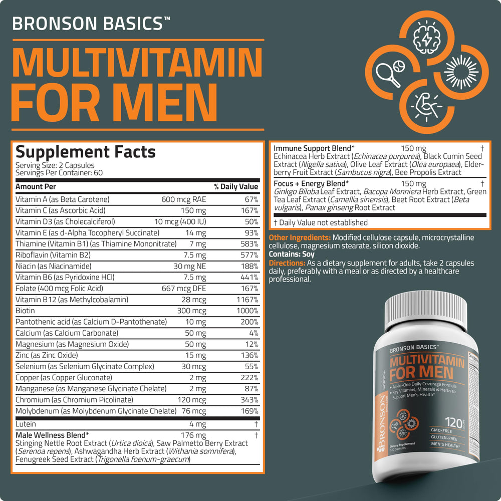 Bronson Multivitamin for Men in kitchen drawer ready for daily use