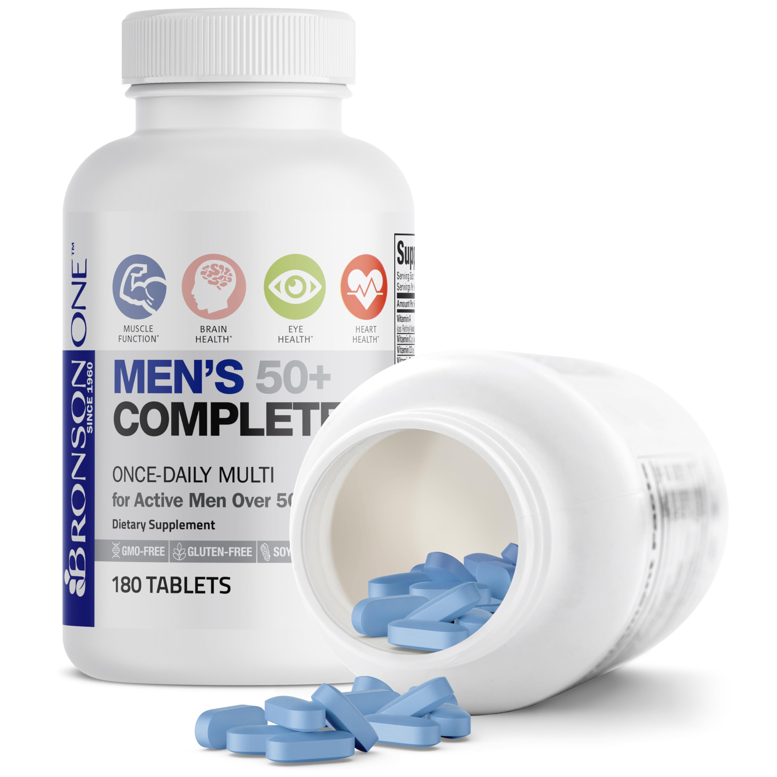 Bronson ONE tablets beside a glass of water for easy swallowing