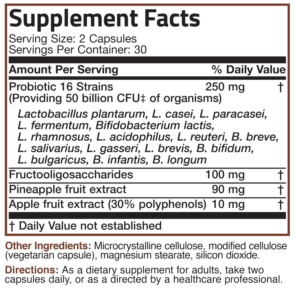 Bronson Probiotic bottle alongside glass of water for daily intake.