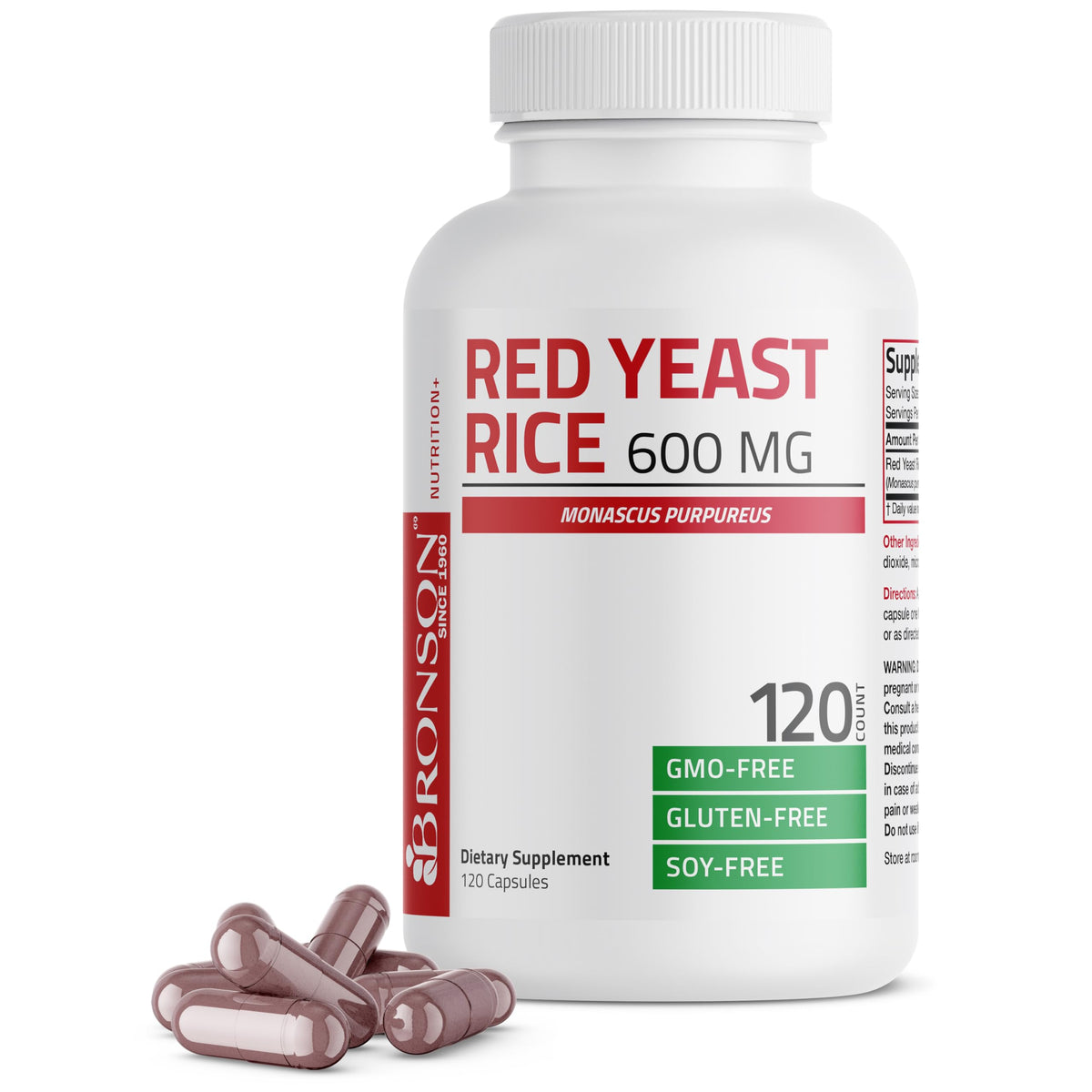 Bronson Red Yeast Rice capsules for daily wellness support