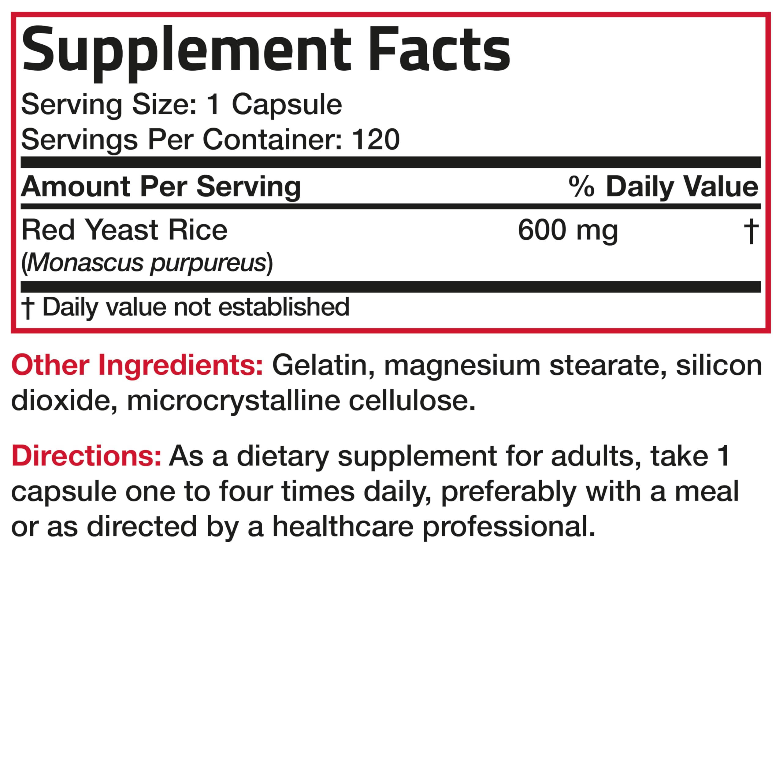 Bronson Red Yeast Rice packaging highlighting non-GMO and gluten-free