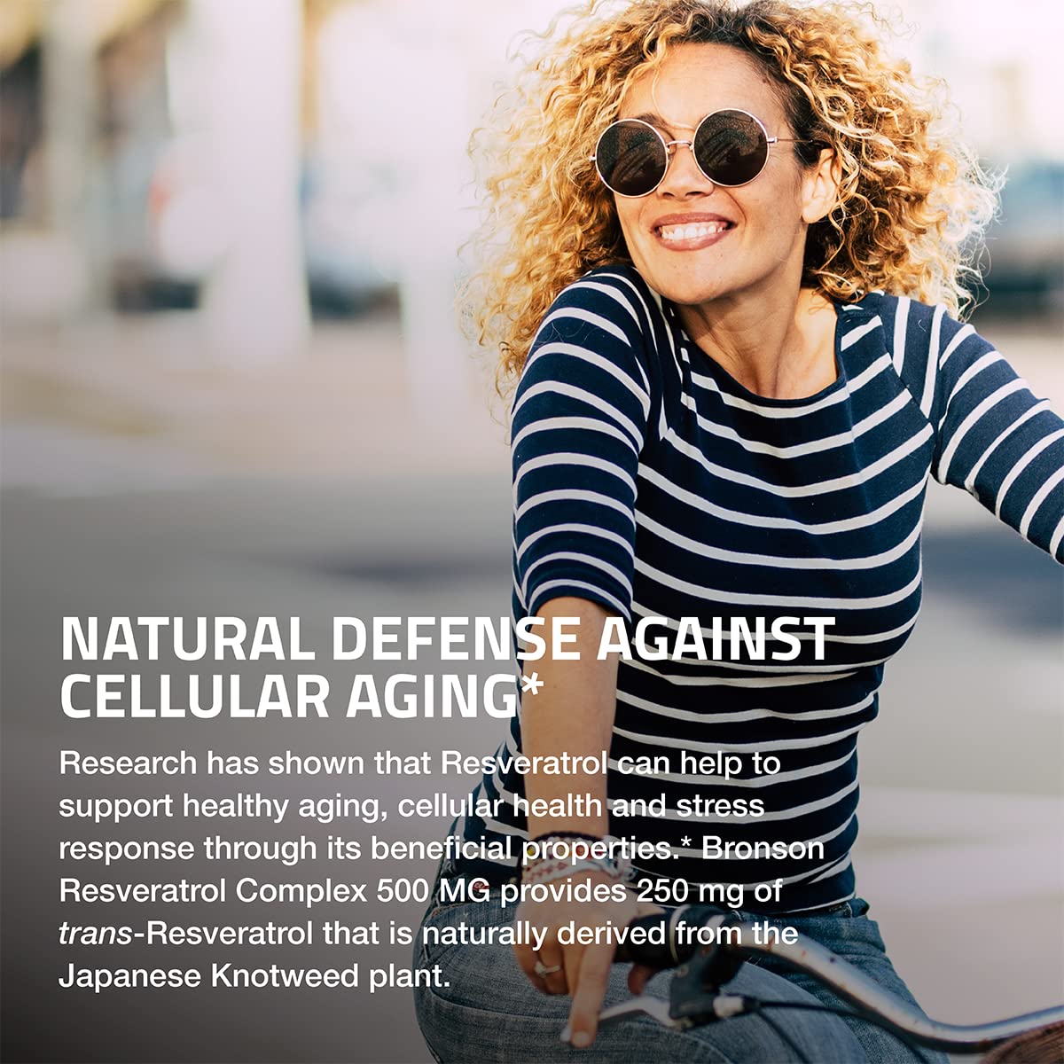 Bronson Resveratrol 500 Complex bottle detail featuring grape seed extract imagery.