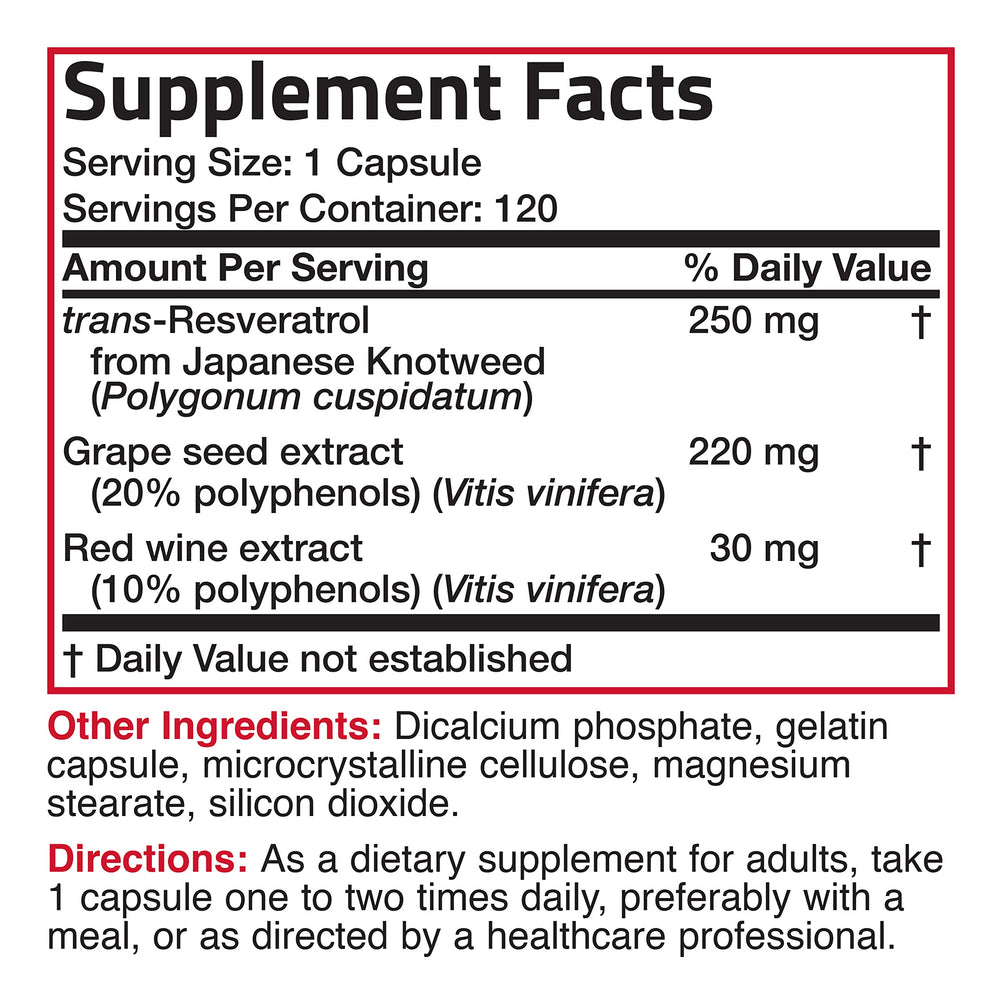 Bronson Resveratrol 500 Complex packaging box and bottle together.