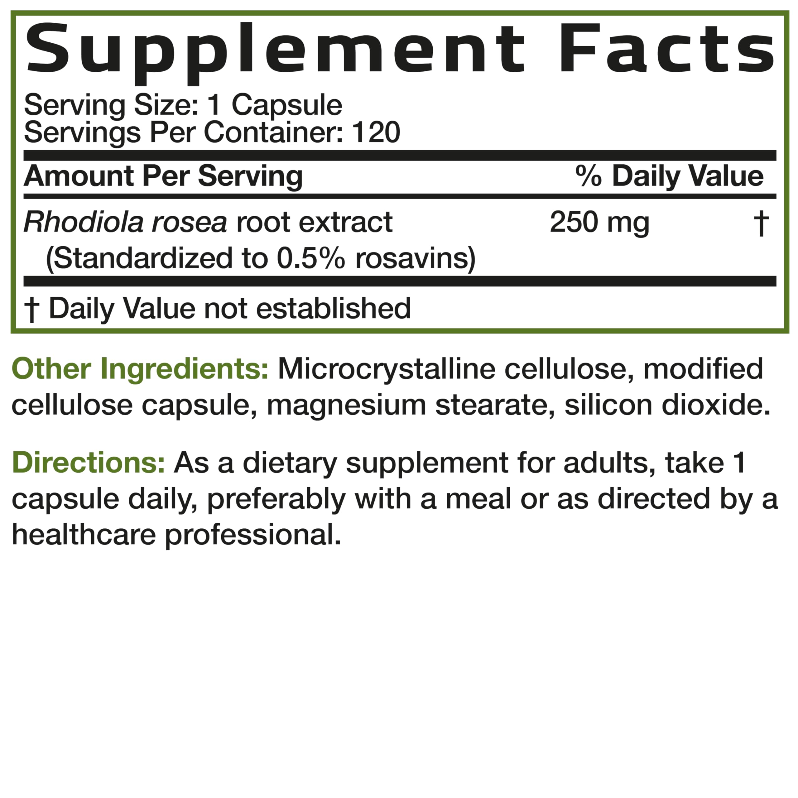 Bronson Rhodiola Rosea capsule close-up demonstrating vegetarian formula