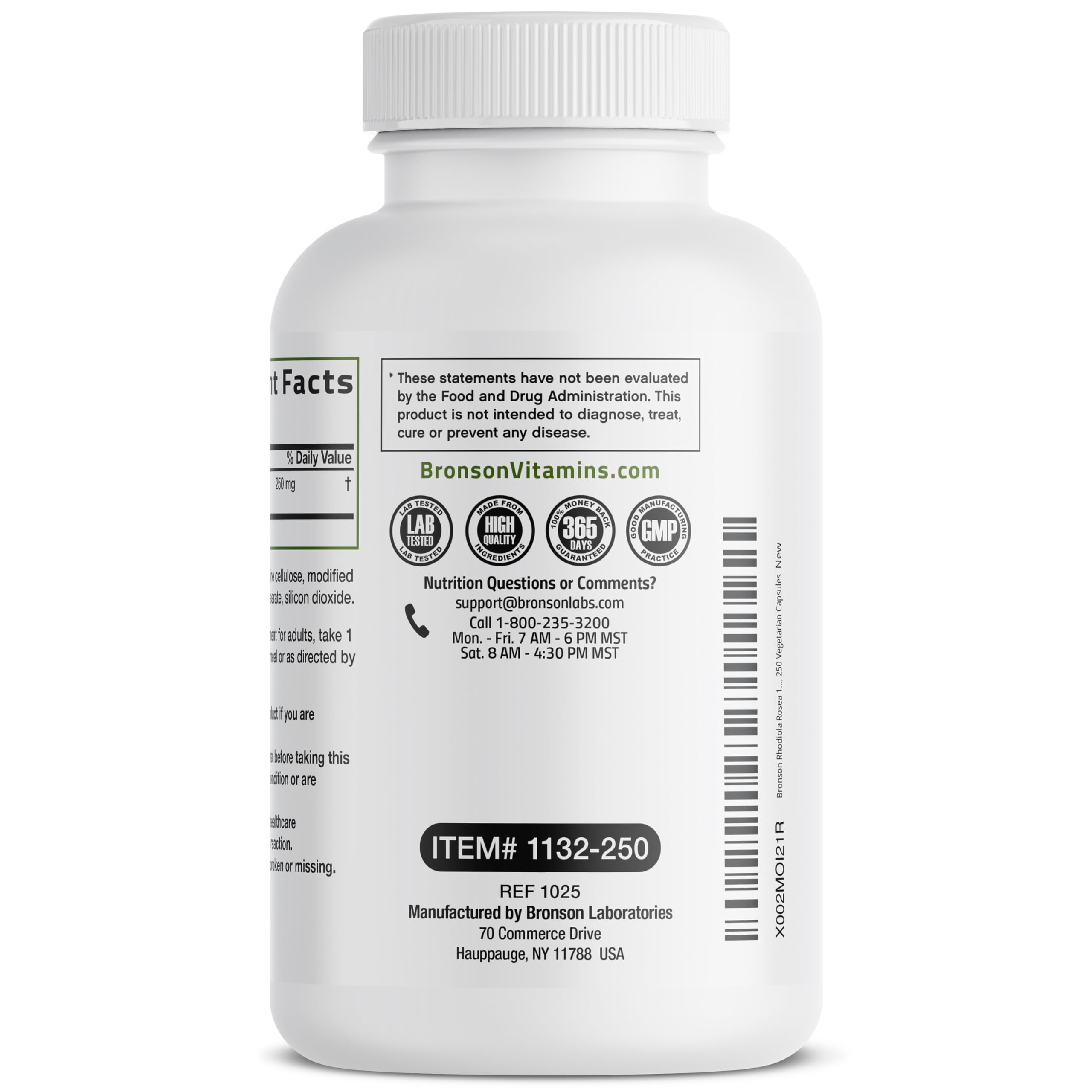 Pour shot of Bronson Rhodiola Rosea capsules suggesting easy daily use.