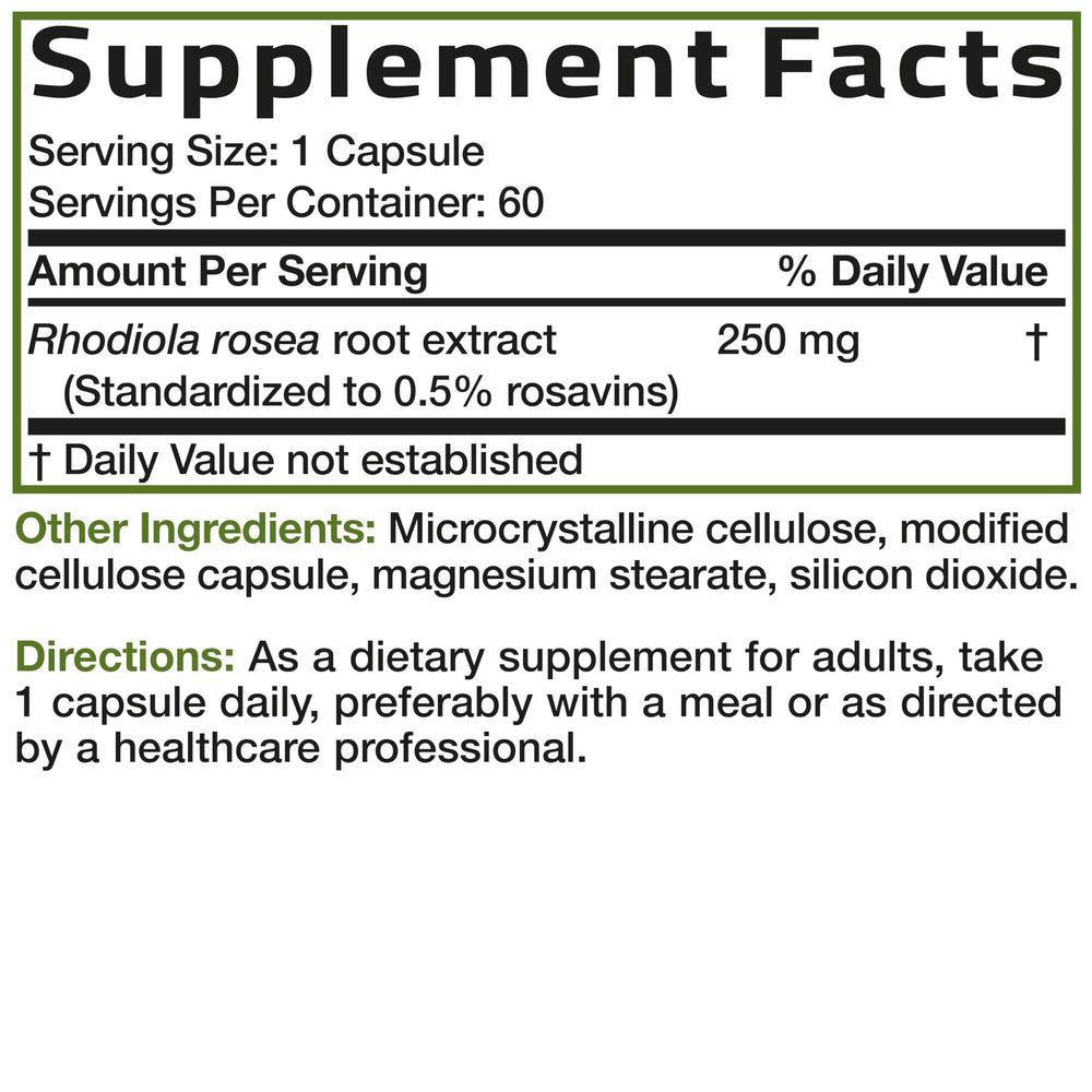 Bronson Rhodiola Rosea bottle on desk ready for daily stress support.