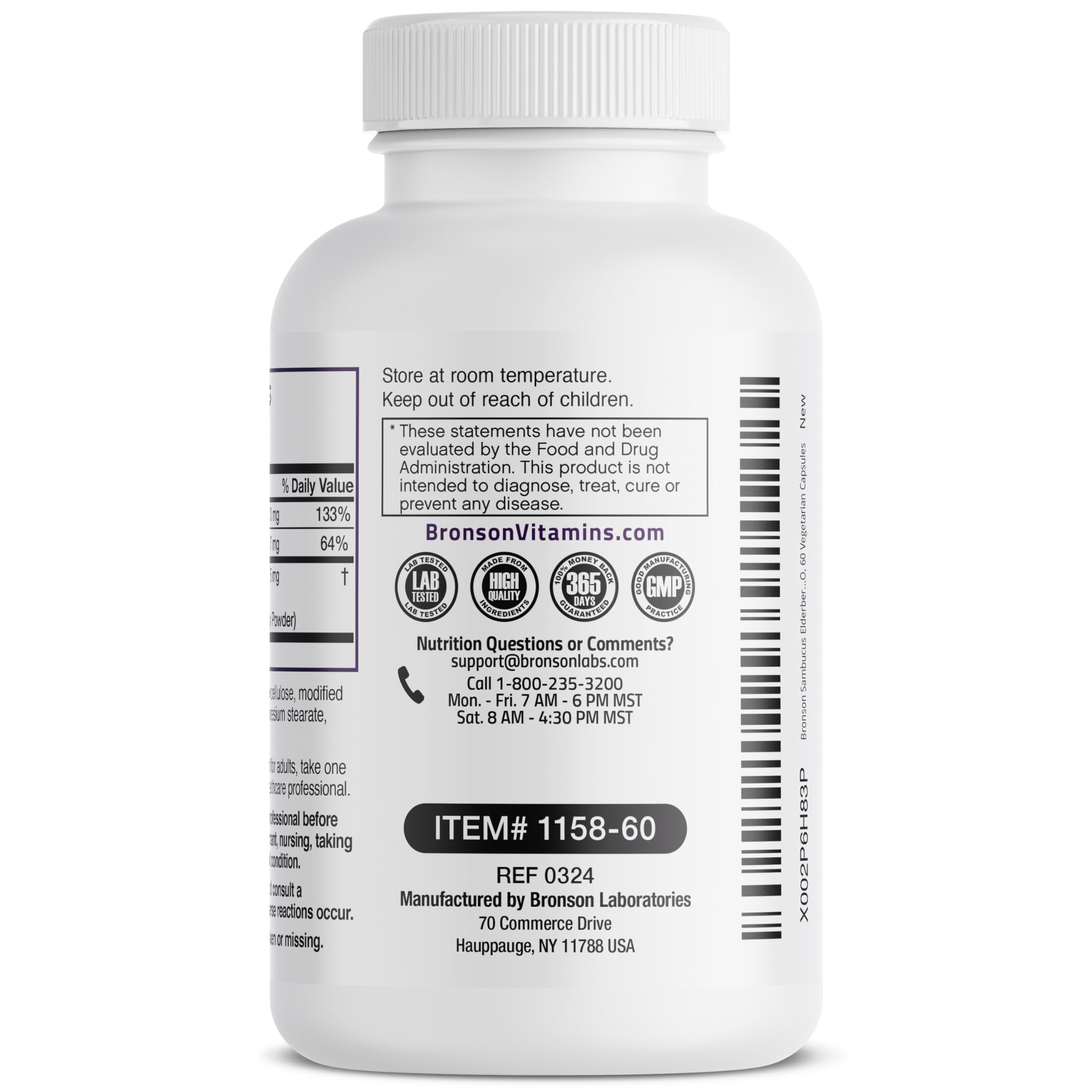 Bronson Sambucus: cápsula con 500 mg de saúco.