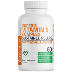 Bronson Super B Complex capsules deliver sustained release B vitamins.