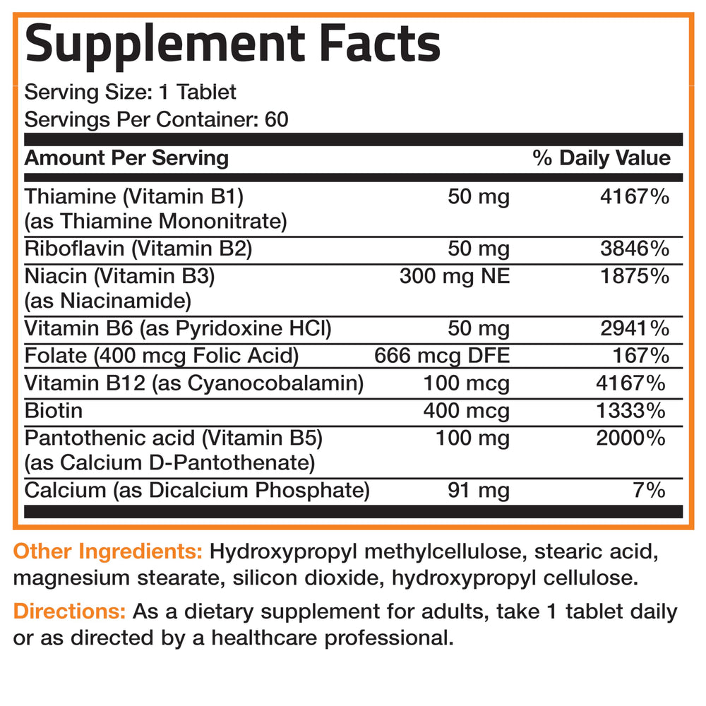Bronson Super B Complex tablets travel-friendly for busy days.