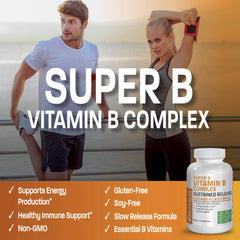 Bronson Super B Complex tablets shown for easy daily dosing.