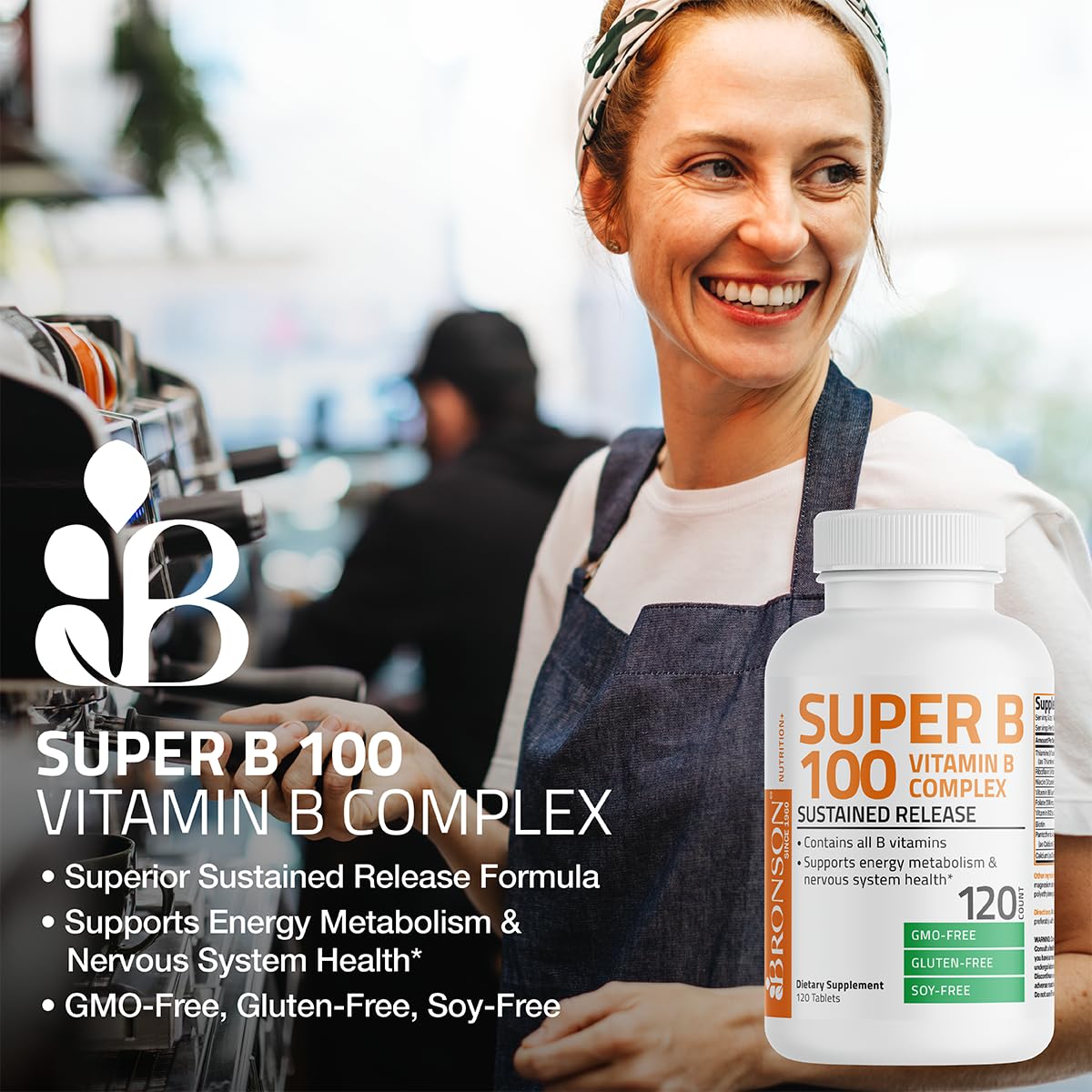 Bronson Super B100 tablets close-up highlighting compact pills