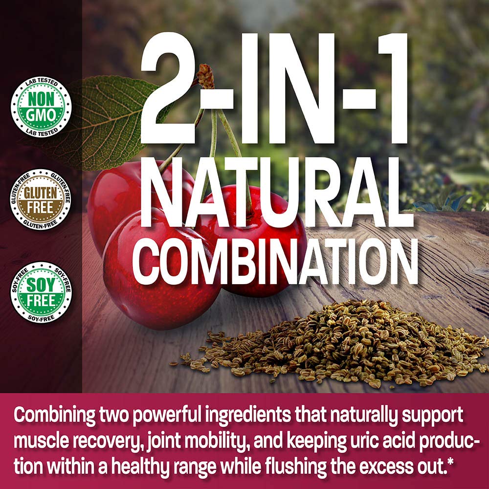 Bronson Tart Cherry Extract + Celery Seed capsules being poured for easy dosing.
