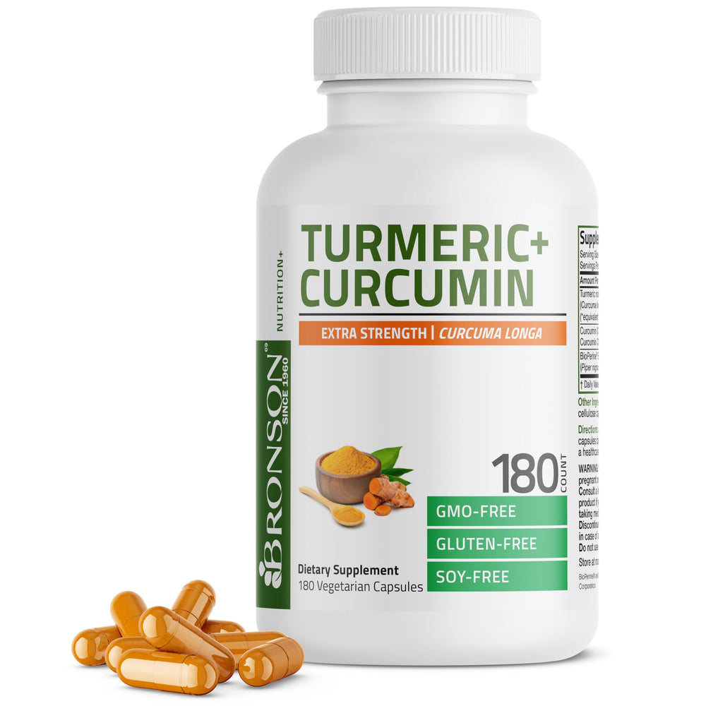 Bronson Turmeric Curcumin extra-strength bottle ready for daily antioxidant support.