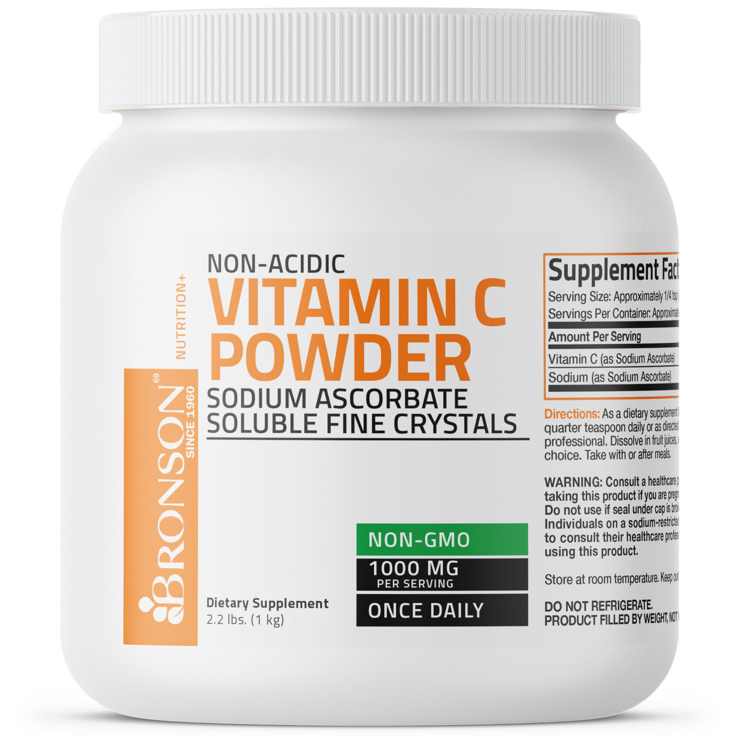 Bronson vitamin C powder mixed in fruit juice for tart flavor.