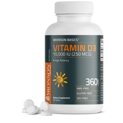 Bronson Vitamin D3 10,000iu bottle close-up for daily immune support