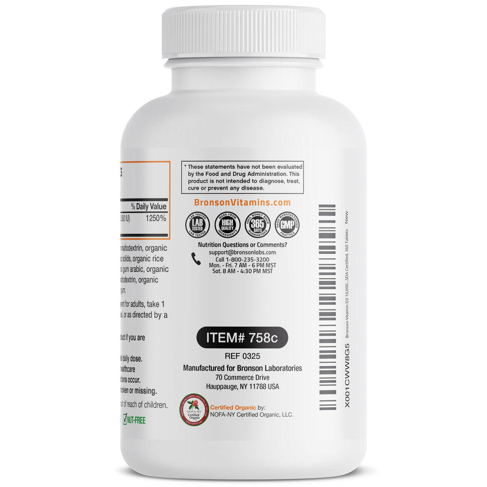 Bronson Vitamin D3 10,000 IU jar on kitchen counter for daily use