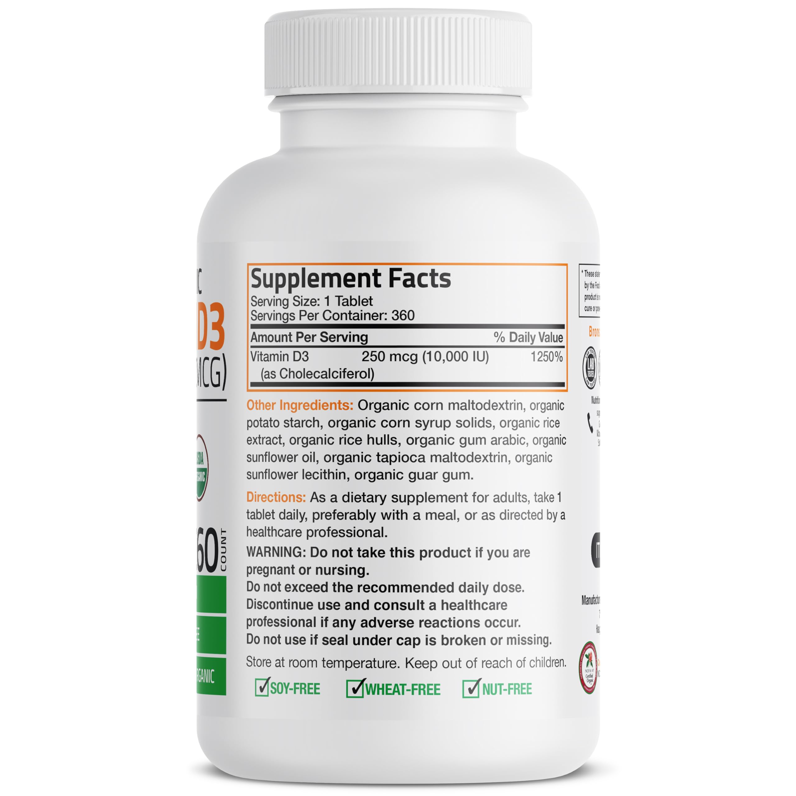 Bronson Vitamin D3 10,000 IU tablets, high potency for daily wellness