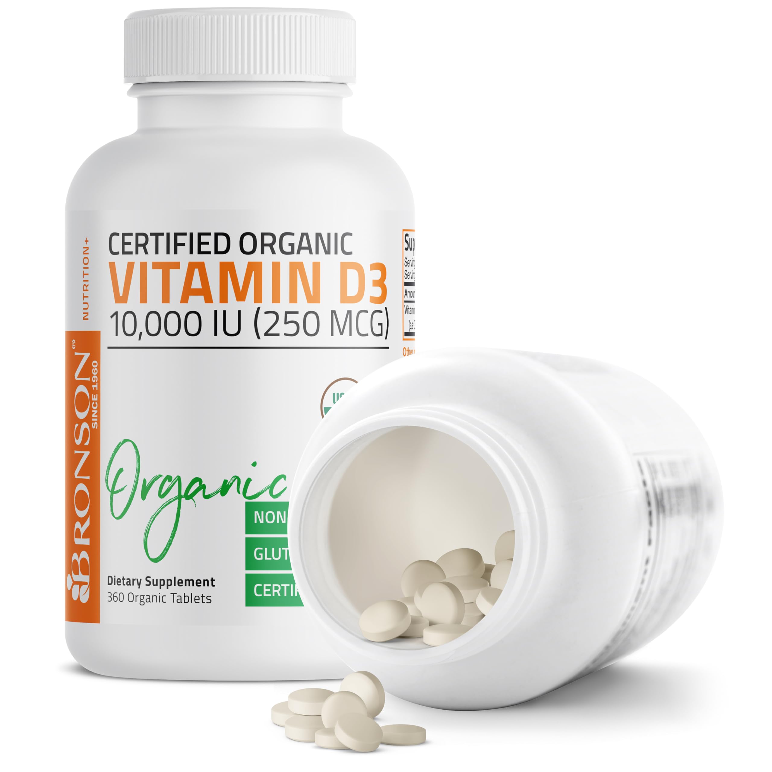 Bronson Vitamin D3 10,000 IU sunshine graphic emphasizing immune support