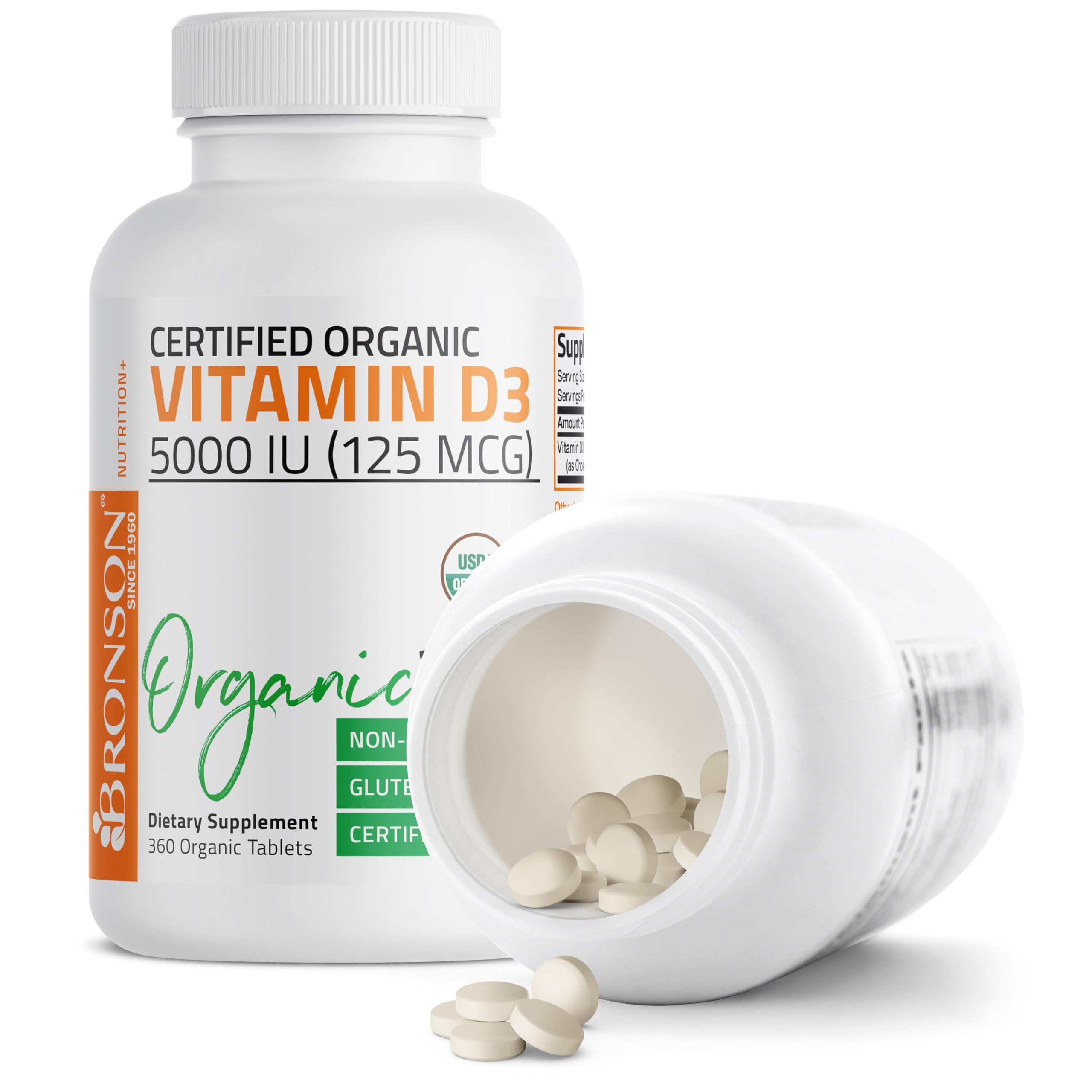 Bronson Vitamin D3 5000 IU ingredient list for transparency.