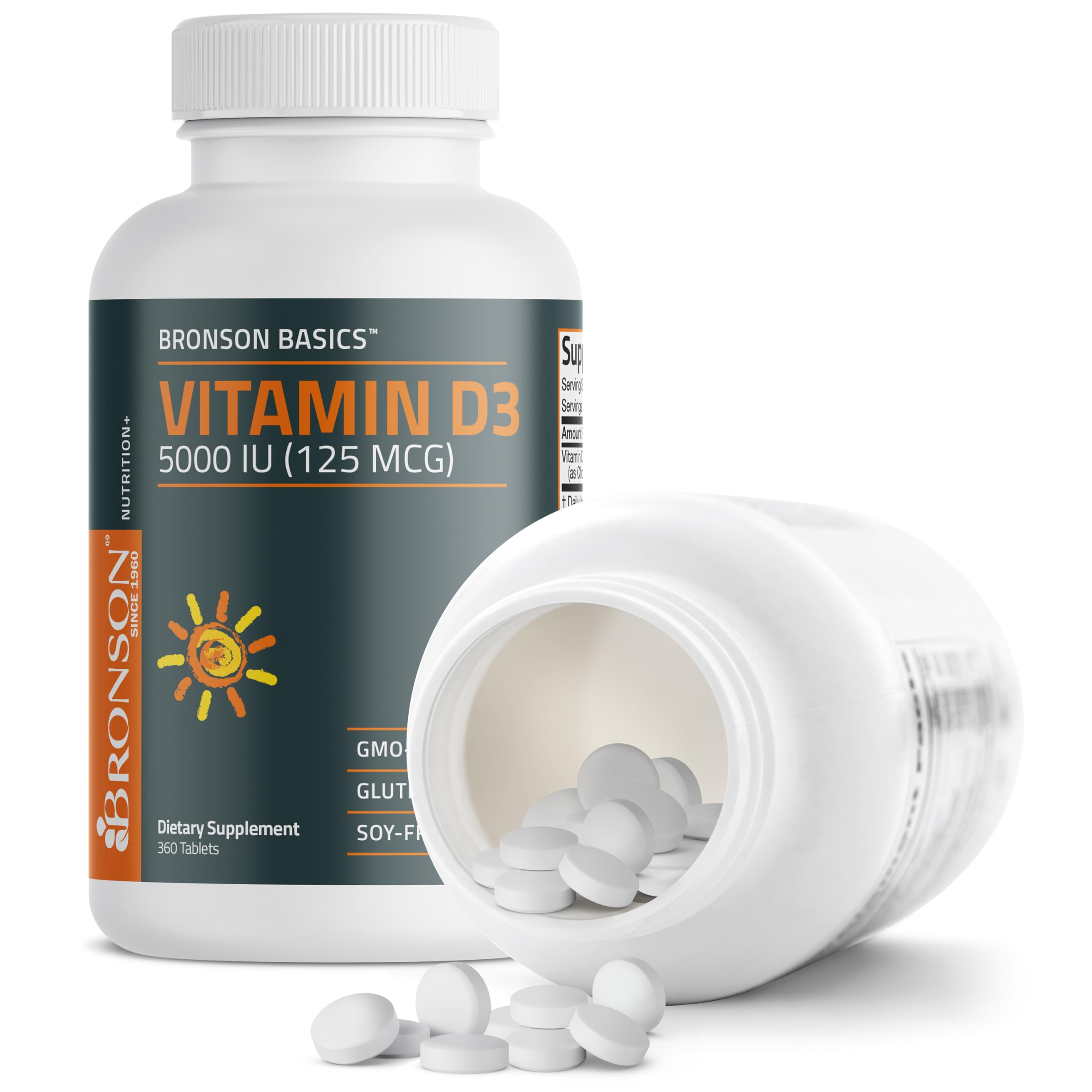 Bronson Vitamin D3 5000 IU produced in New York facility under strict standards.