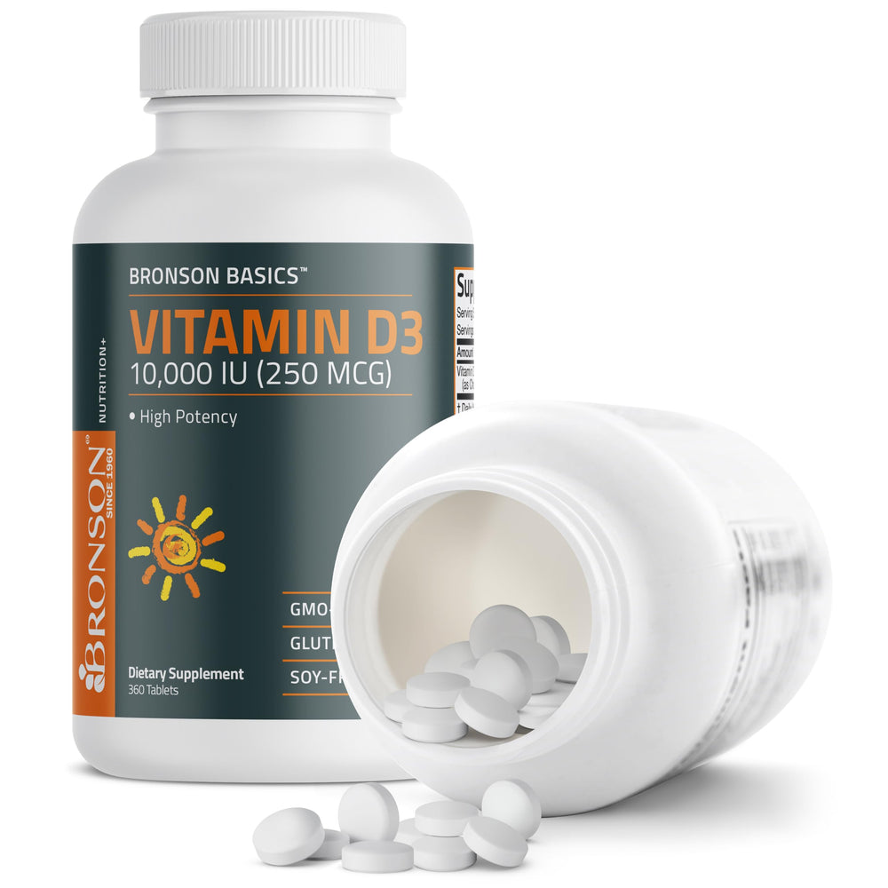 Bronson Vitamin D3 bottle detail showing dosage information