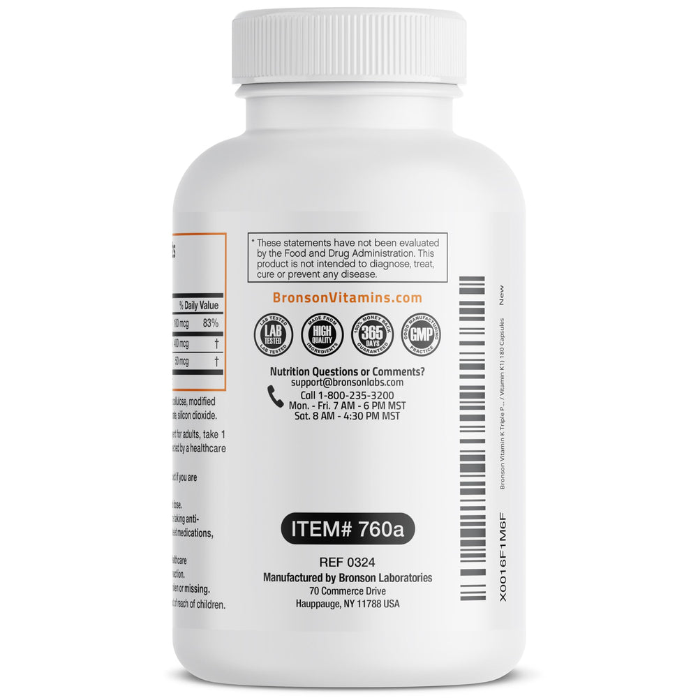 Bronson Vitamin K Triple Play New York facility illustrating production standards.