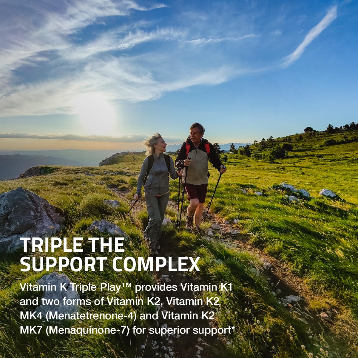 Bronson Vitamin K Triple Play packaging on shelf signals quality and trust.
