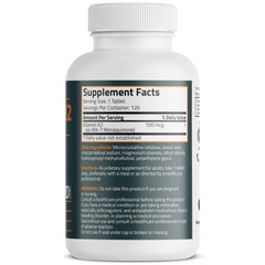 Bronson Vitamin K2 MK-7 bottle label closeup showing dosage and form.