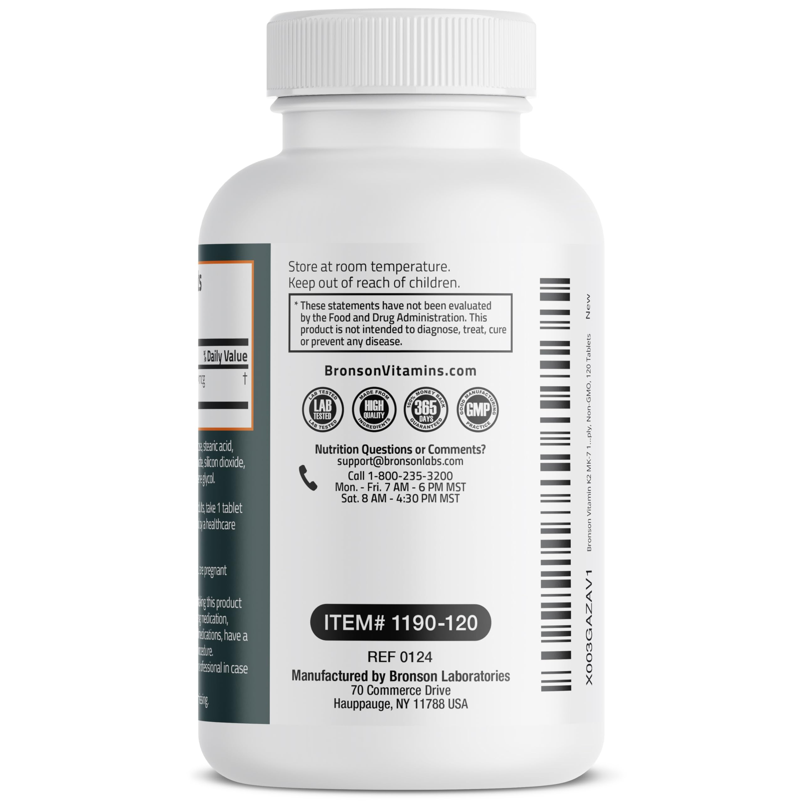 Bronson Vitamin K2 MK-7 New York facility suggesting high manufacturing standards.