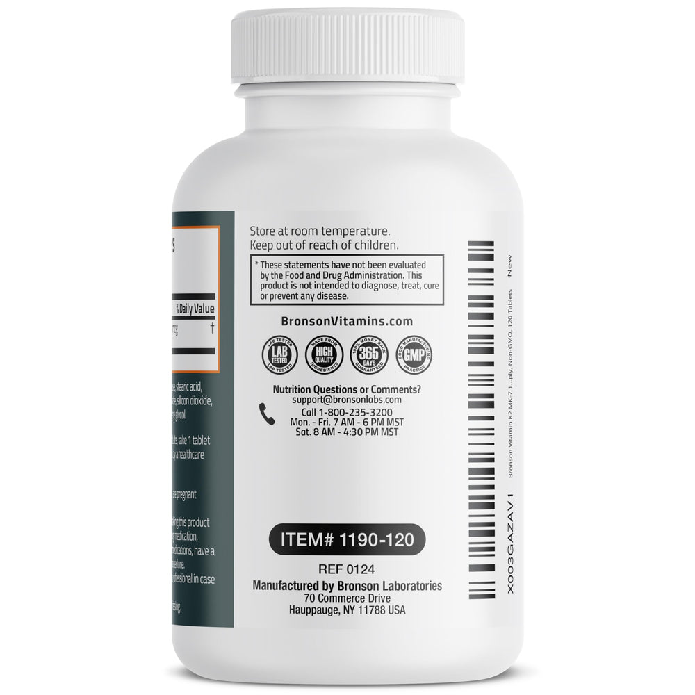 Bronson Vitamin K2 MK-7 New York facility suggesting high manufacturing standards.