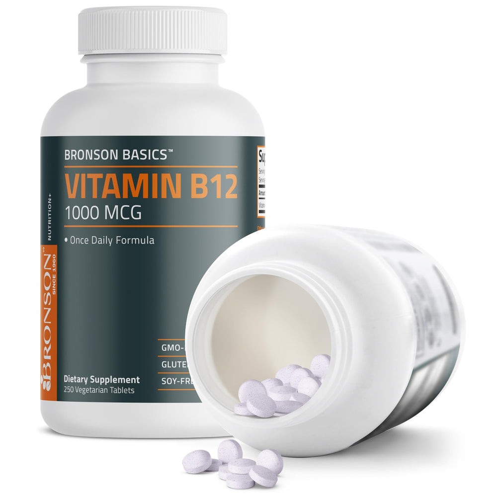 Bronson Vitamina B12 1000 mcg, control de calidad asegura pureza y potencia.