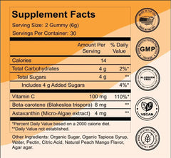 Bronze Bites gummies close-up highlighting beta carotene for natural-looking color