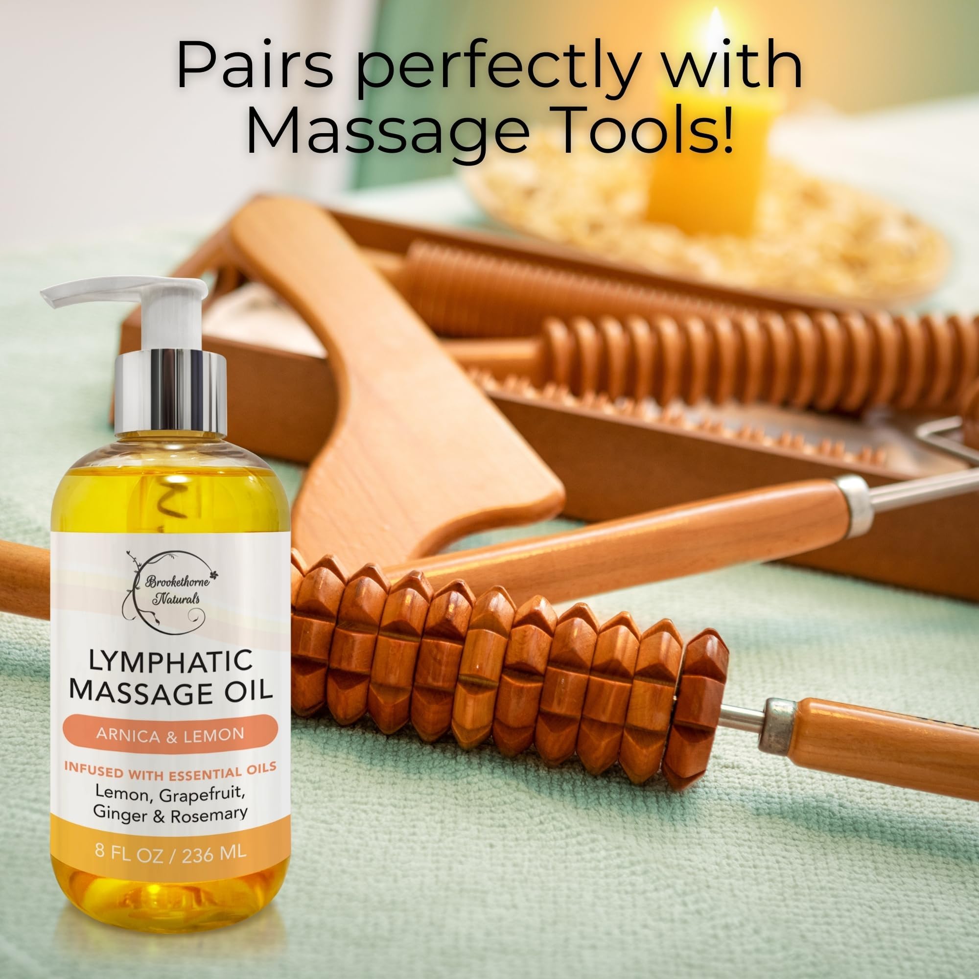 Brookethorne Naturals Lymphatic Oil close-up texture for skin hydration
