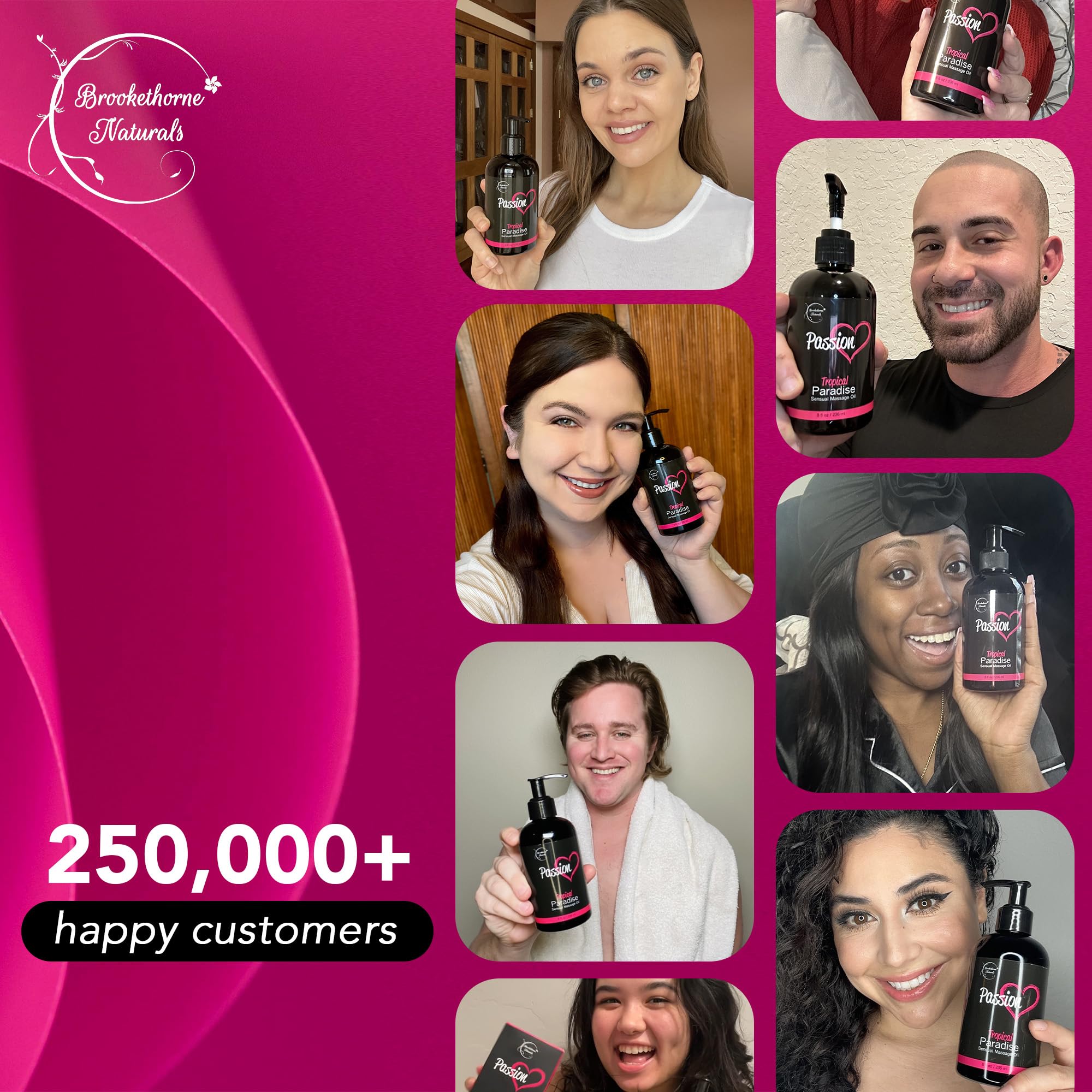 Brookethorne Naturals Passion Massage Oil made in the USA paraben free.