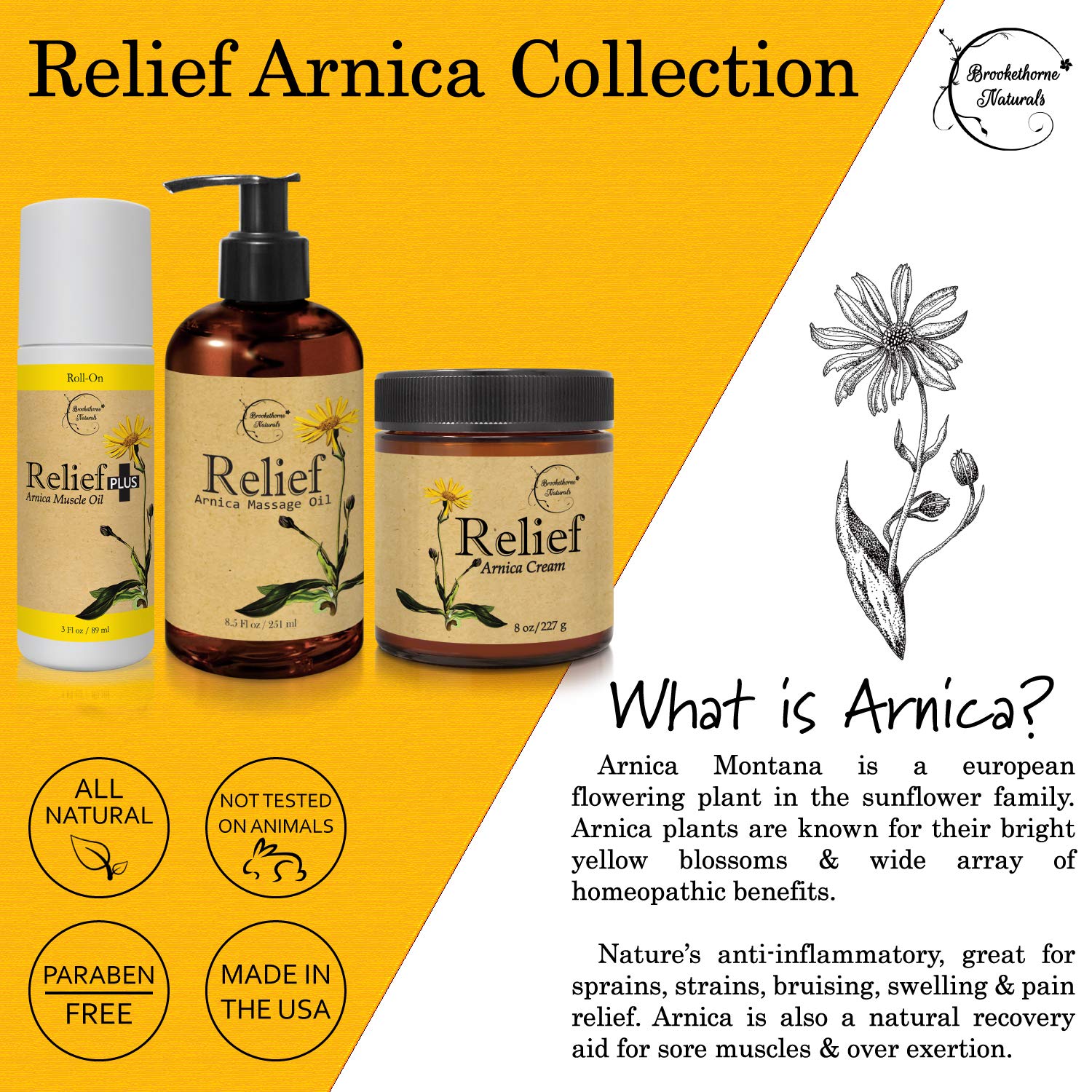 Calming therapy ambiance communicates mind-body refresh with Brookethorne Naturals Relief Arnica Cream.
