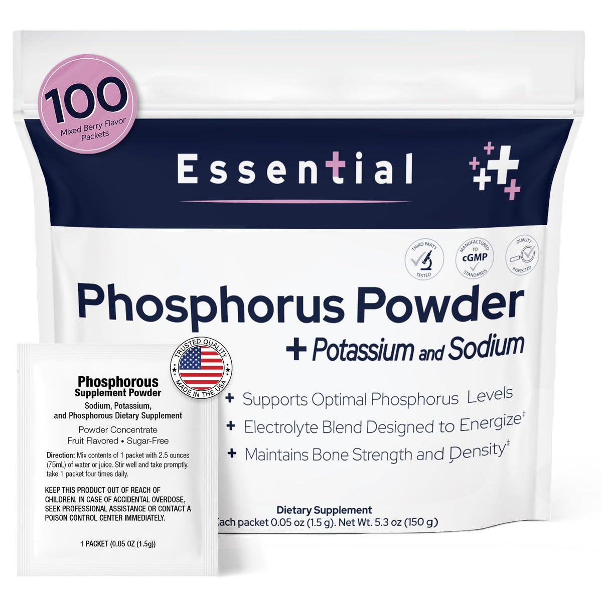Brookfield Phosphorus berry-flavor powder bottle for convenient hydration and flavor.