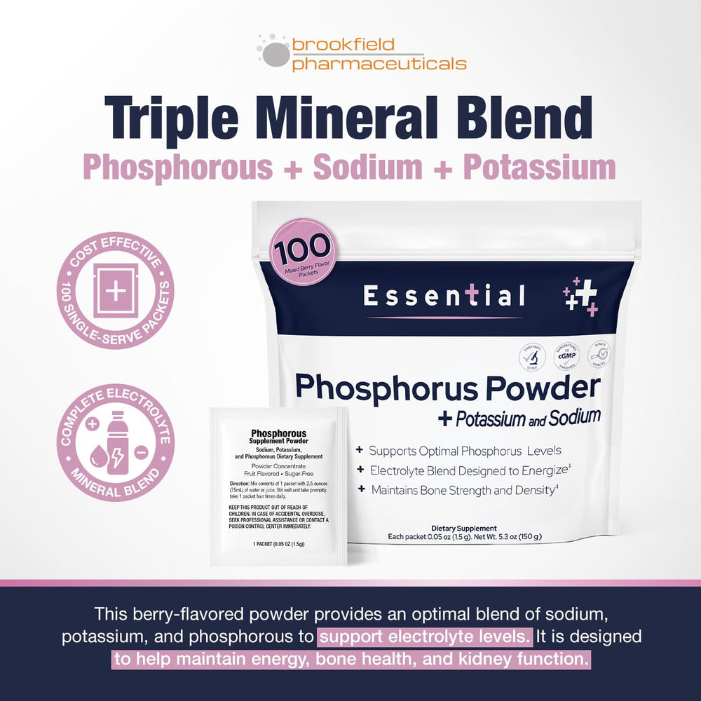Brookfield Phosphorus measuring scoop beside the box for precise portions.