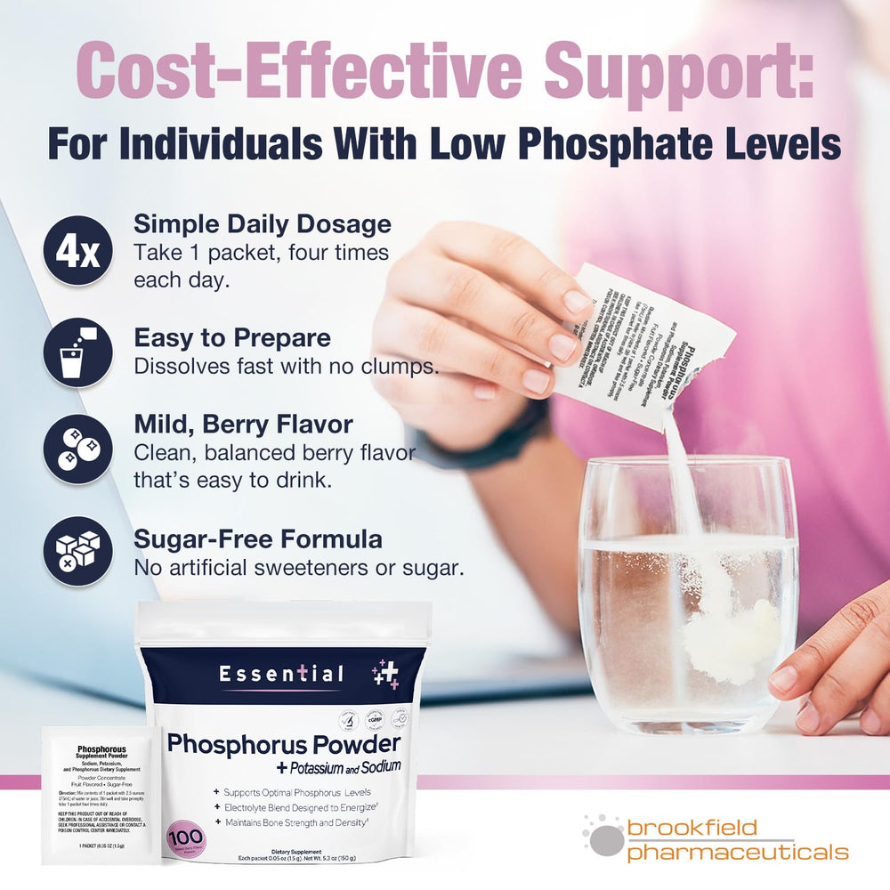 Brookfield Phosphorus on-the-go packets ideal for workouts and busy days.