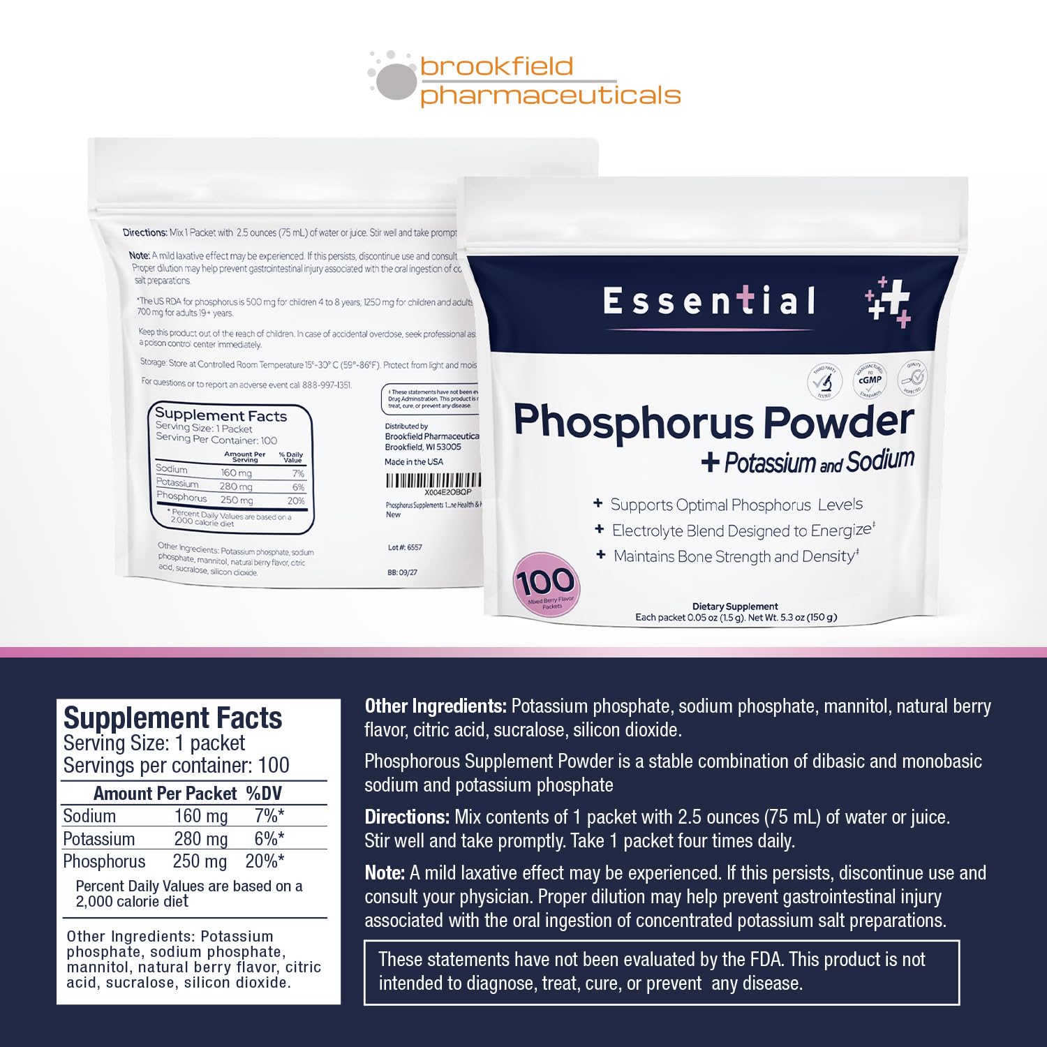 Brookfield Phosphorus powder being stirred in a glass for quick consumption.