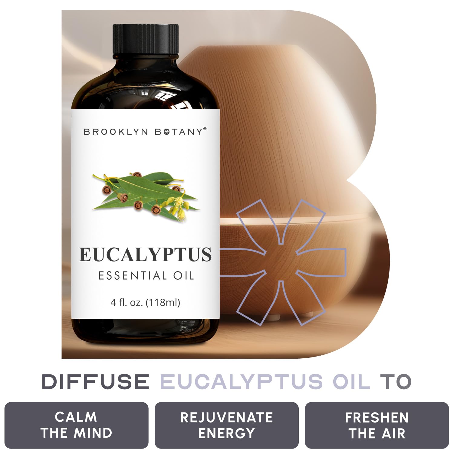 Brooklyn Botany Eucalyptus oil with blend pairing options illustrated