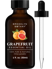 Brooklyn Botany Grapefruit Oil in an amber bottle for aromatherapy sessions.