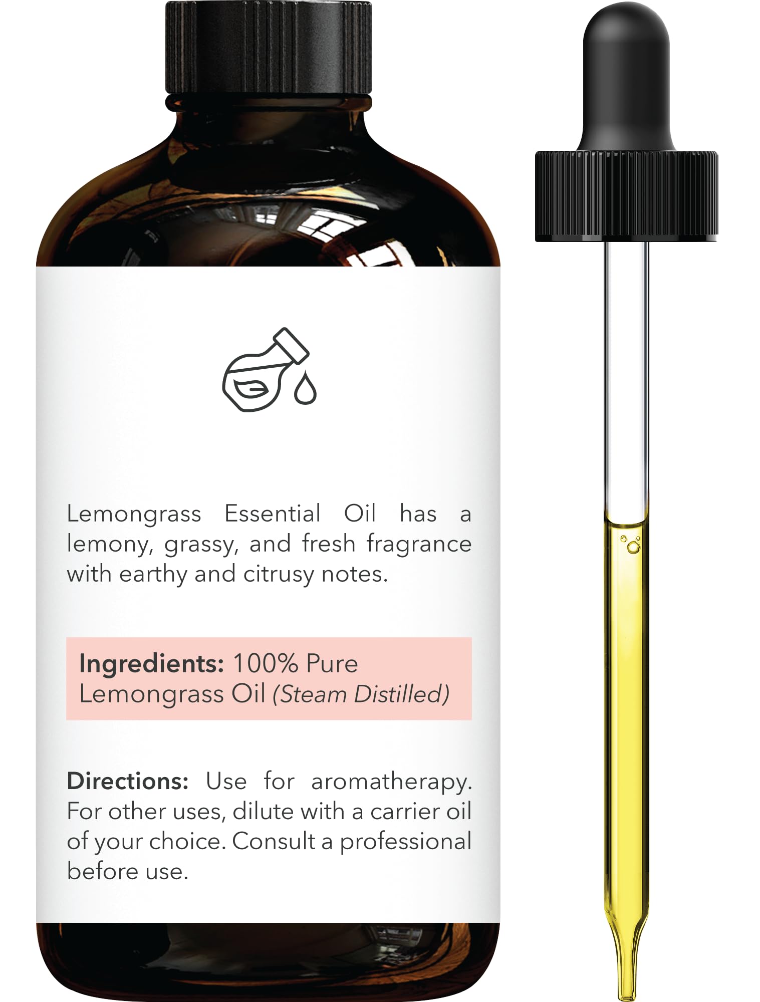 Brooklyn Botany Lemongrass amber glass bottle protects potency.
