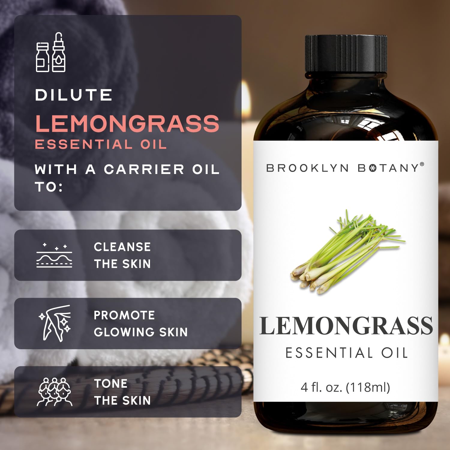 Brooklyn Botany Lemongrass lab-tested premium oil label.