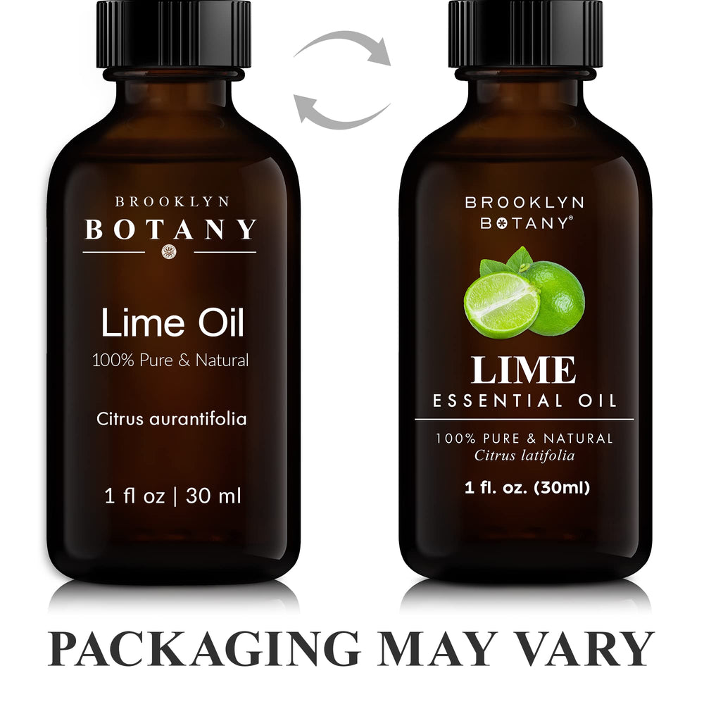 Amber glass bottle of Brooklyn Botany Lime oil protects potency and quality.