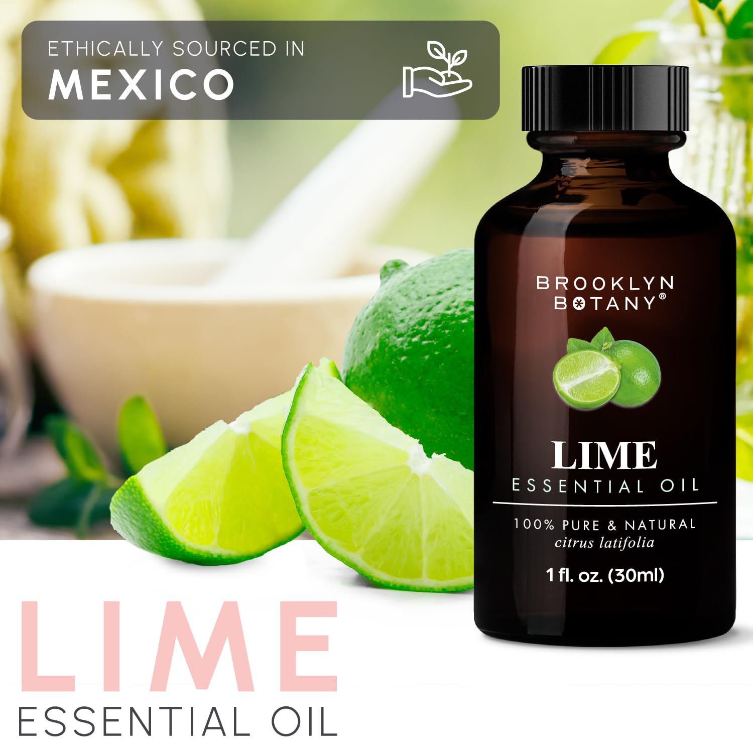 USA-bottled Brooklyn Botany Lime oil for reliable quality control.