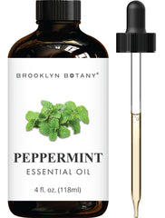 Brooklyn Botany Peppermint essential oil bottle with dropper for precise diffuser use.