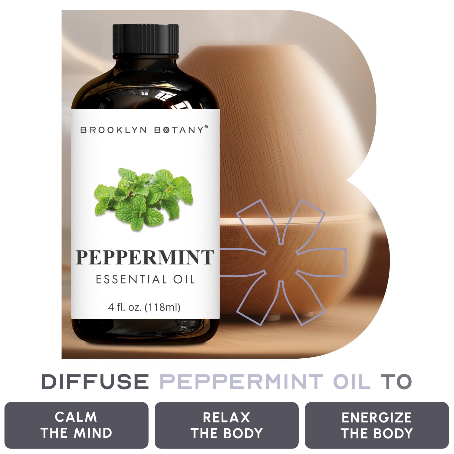 Brooklyn Botany Peppermint essential oil lab-tested for reliable potency.
